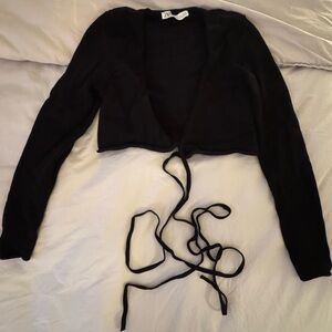 Zara Black Wrap Tie Cardigan